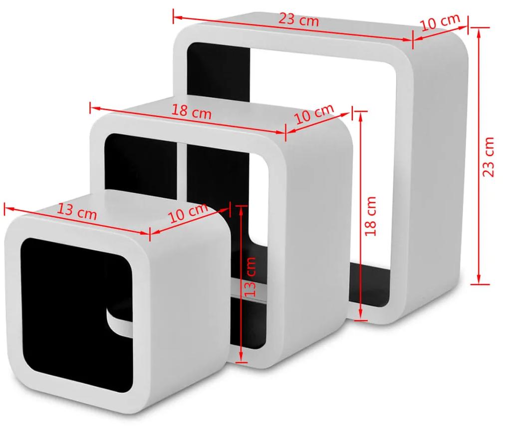 Rafturi de tip cub din MDF pentru carti DVD-uri, Alb-Negru, 3 buc. 3, Negru