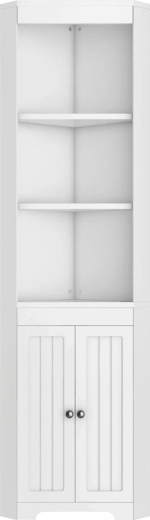 Dulap înalt pentru baie cu trei rafturi deschise, 49,5x35x170 cm, Alb