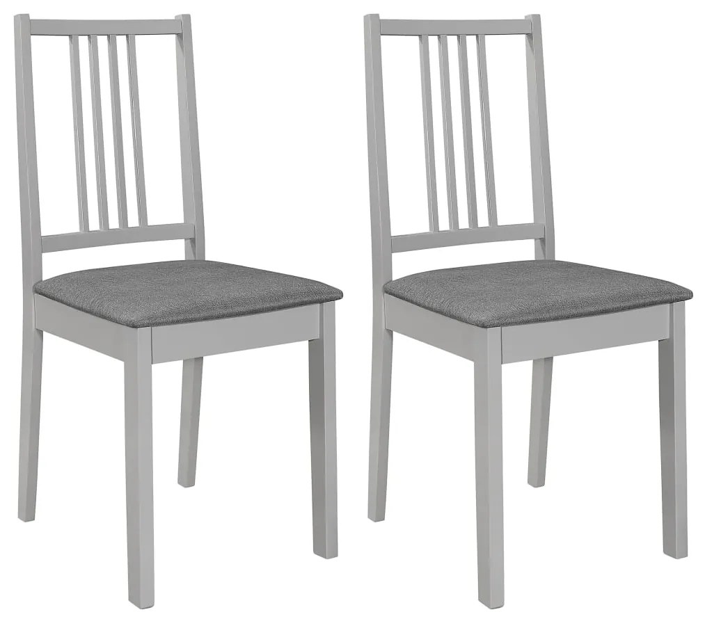 vidaXL Scaune de bucătărie cu perne, 2 buc., gri, lemn masiv