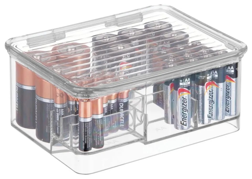 Organizator transparent compartimentat cu capac iDesign Linus, 17 x 14 cm