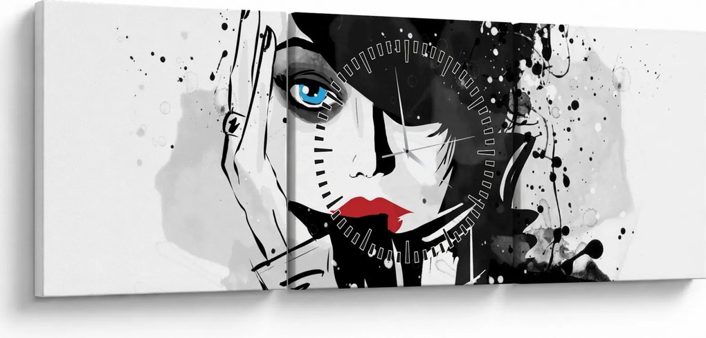 Tablou - Femeia misterioasă (cu ceas) (90x30 cm)