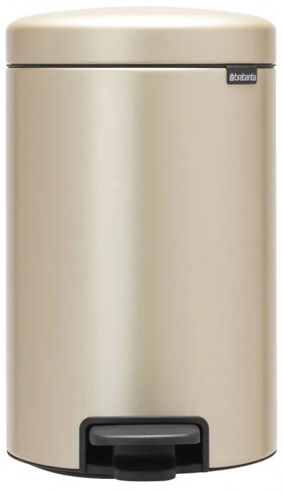 Cos de gunoi cu pedala Brabantia NewIcon 1003201, 12 L, Inchidere lina, Baza antiderapanta, Auriu metalic