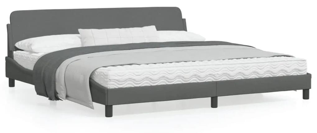 373246 vidaXL Cadru de pat cu tăblie, gri închis, 200x200 cm, textil