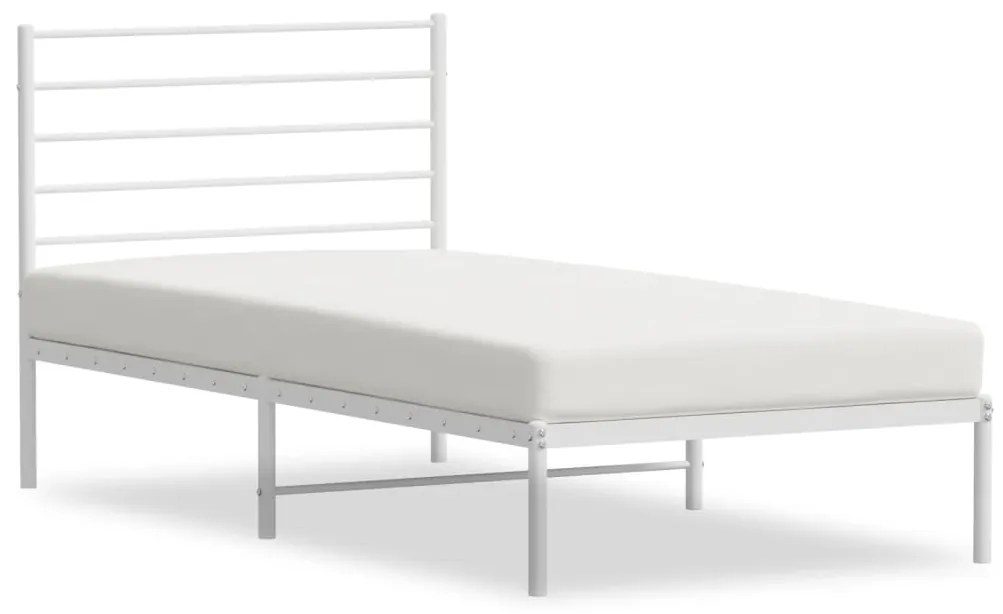 352364 vidaXL Cadru de pat din metal cu tăblie, alb, 107x203 cm