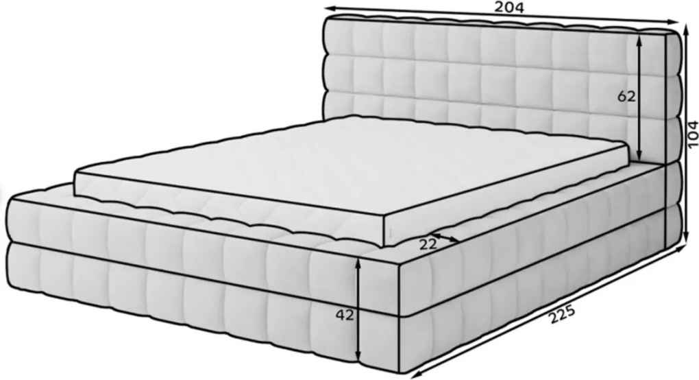 Pat tapitat cu somiera si lada depozitare, 160x200 cm, ELTAP, BE-DIZ-MET-04ROY, Dizzle, metal/poliester, gri