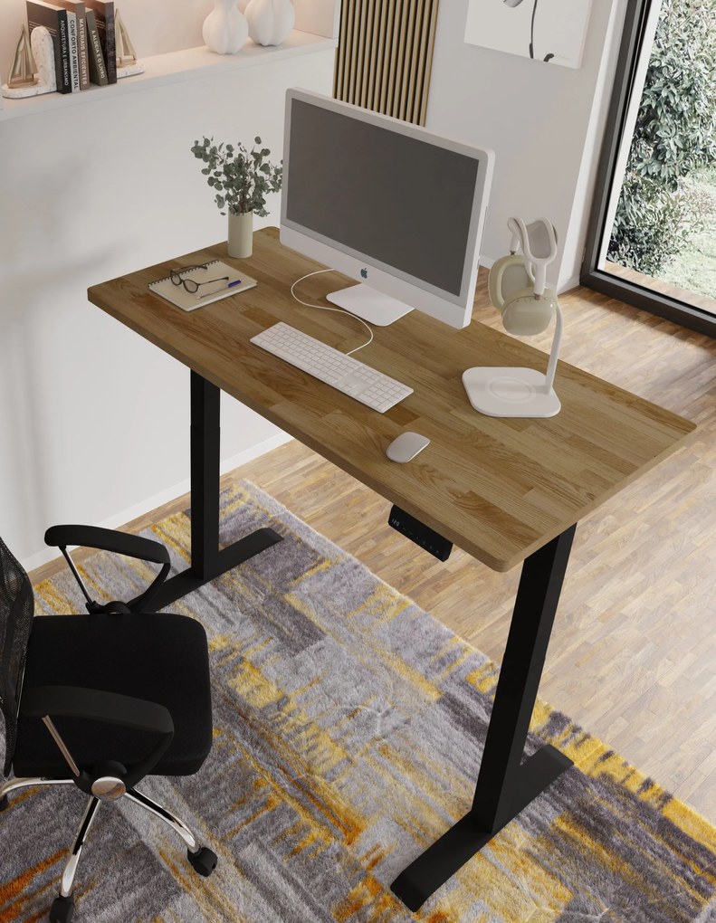 Masă PC electrică Natura 140 (Stejar + Negru). Promo -7%. 1124885