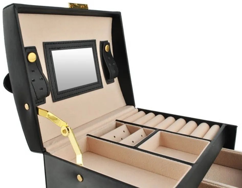Cutie de bijuterii cu sistem de închidere cu cheie, 6347 Negru