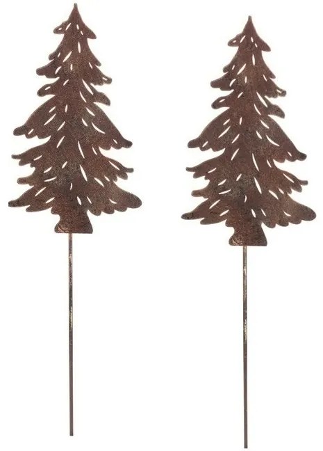 Decorație metalică Arborele de grădină, cupru, 2 bucăți, 15 x 1 x 50 cm