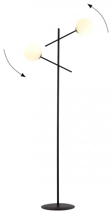 Lampadar modern negru cu 2 globuri albe Linear