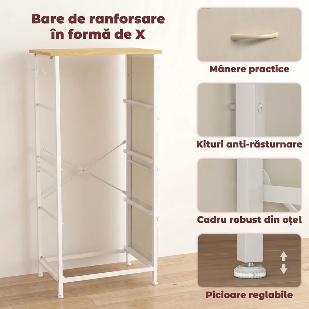 HOMCOM Comodă înaltă cu 4 sertare din material textil, bej | Aosom Romania