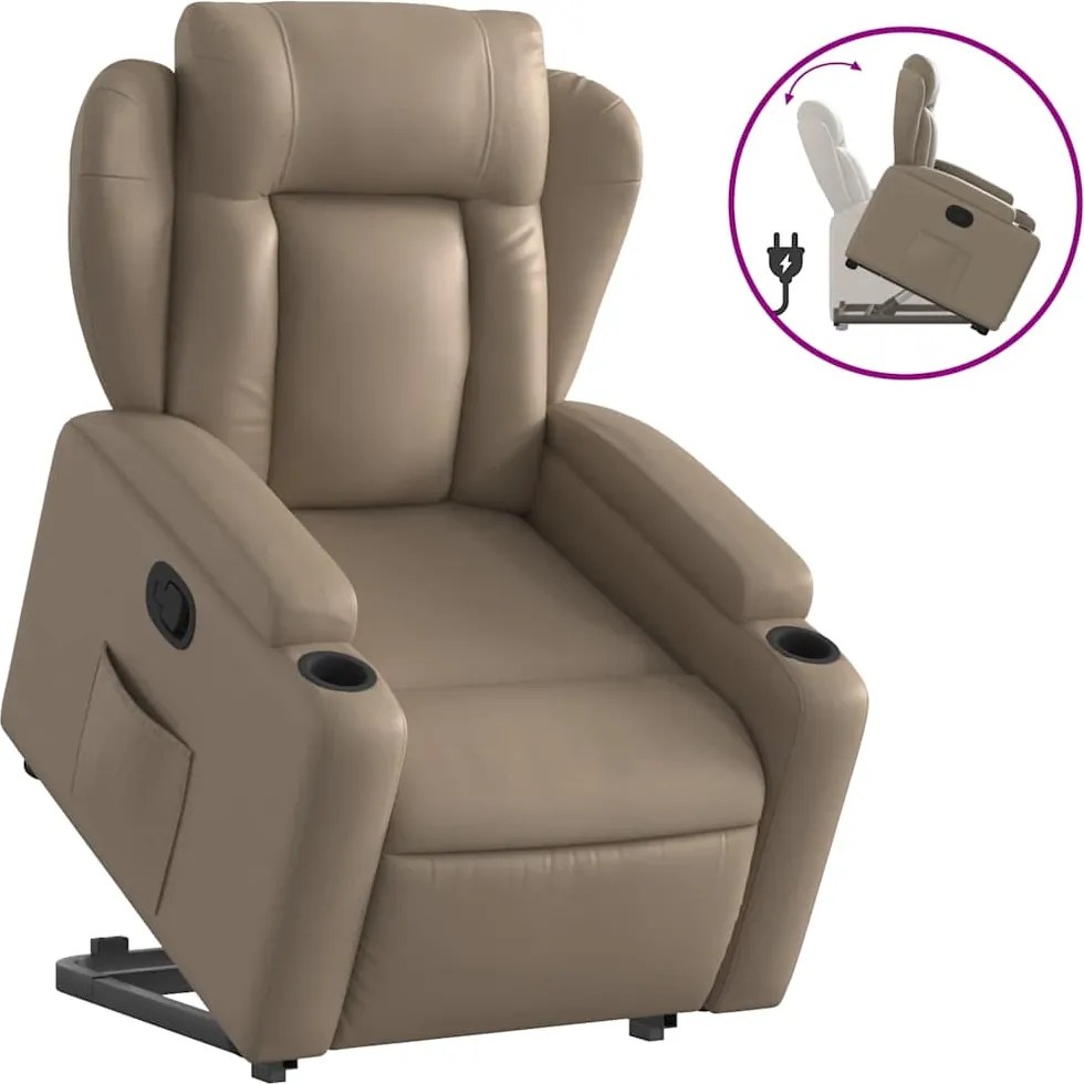 vidaXL Fotoliu rabatabil cu ridicare, cappuccino, piele ecologică