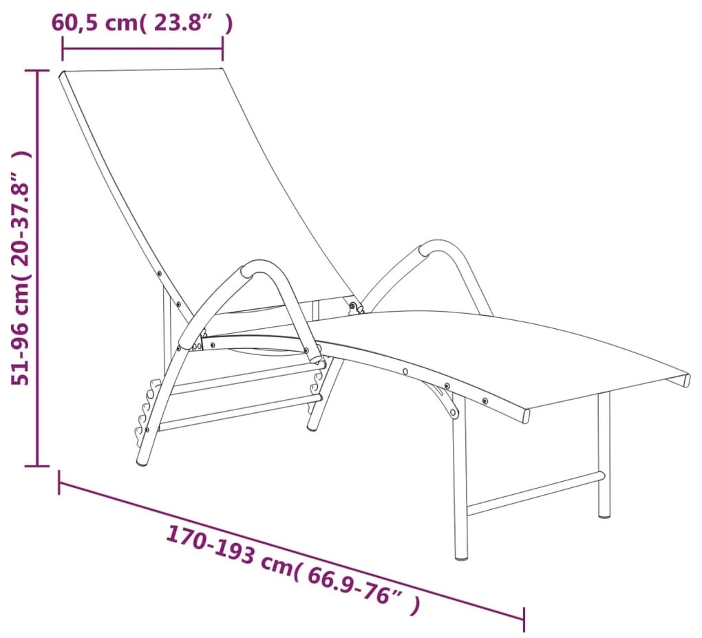 Sezlong, gri taupe, aluminiu si textilena 1, Gri taupe