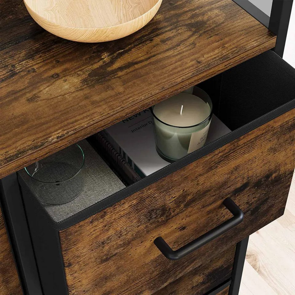 Comoda Multifunctionala, Maro / Negru, MDF / Metal, Vasagle, LTS137B01