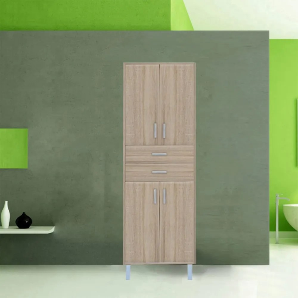 Dulap înalt Nerva 60 cu 4 uși, 2 sertare, stejar Sonoma