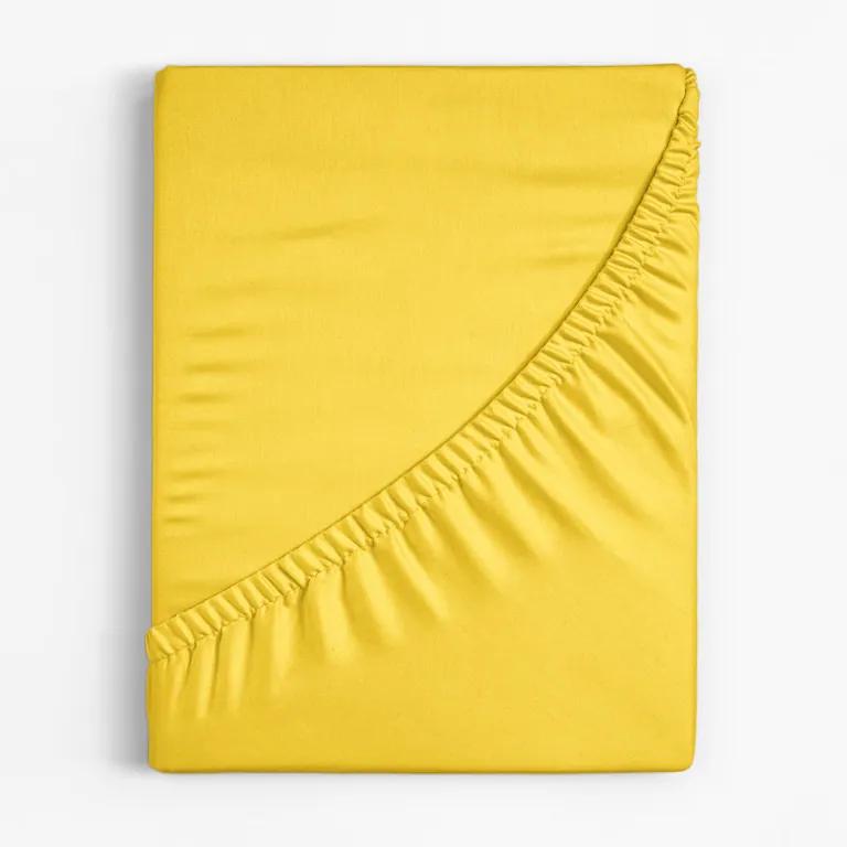 Goldea cearceafuri de pat din bumbac cu elastic - galben 80 x 160 cm