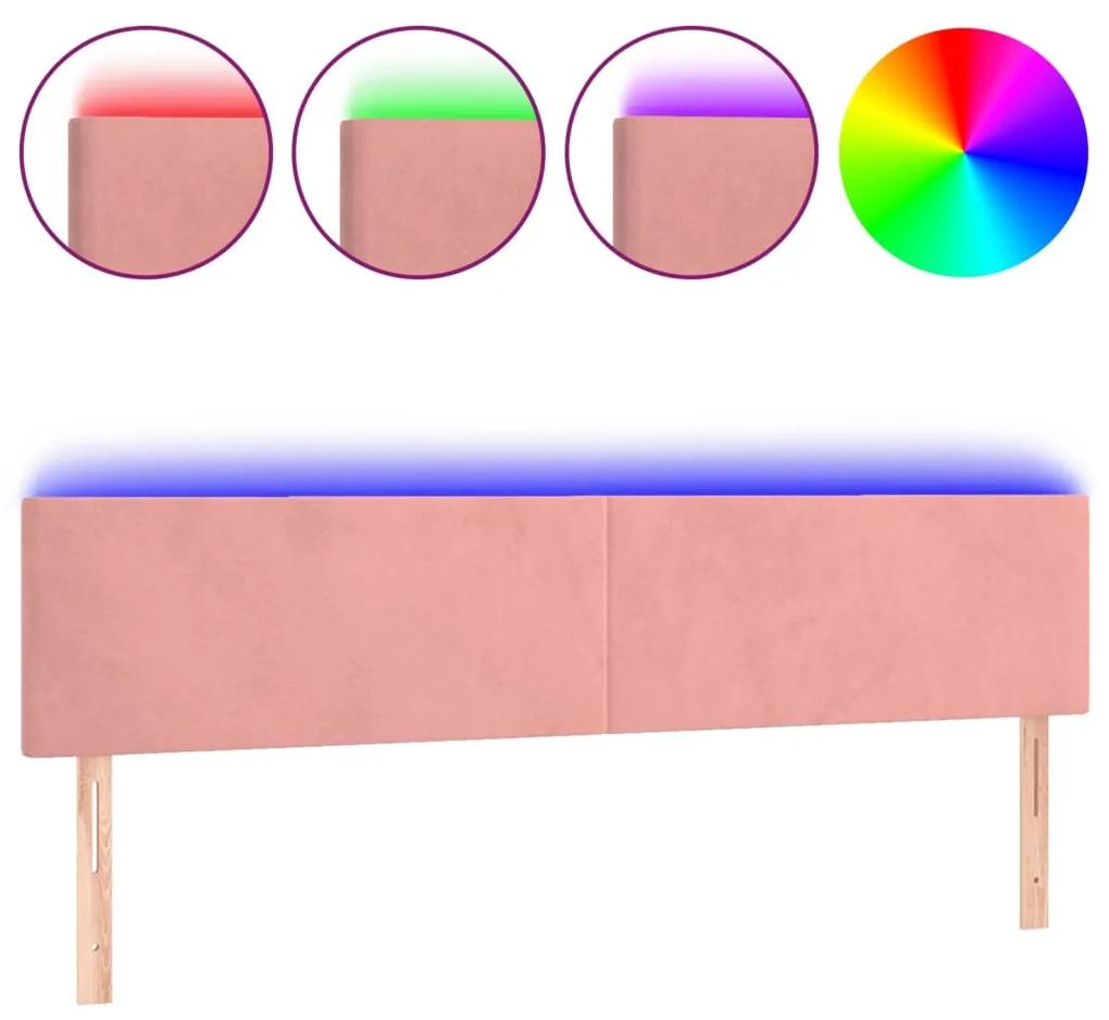 3121397 vidaXL Tăblie de pat cu LED, roz, 180x5x78/88 cm, catifea