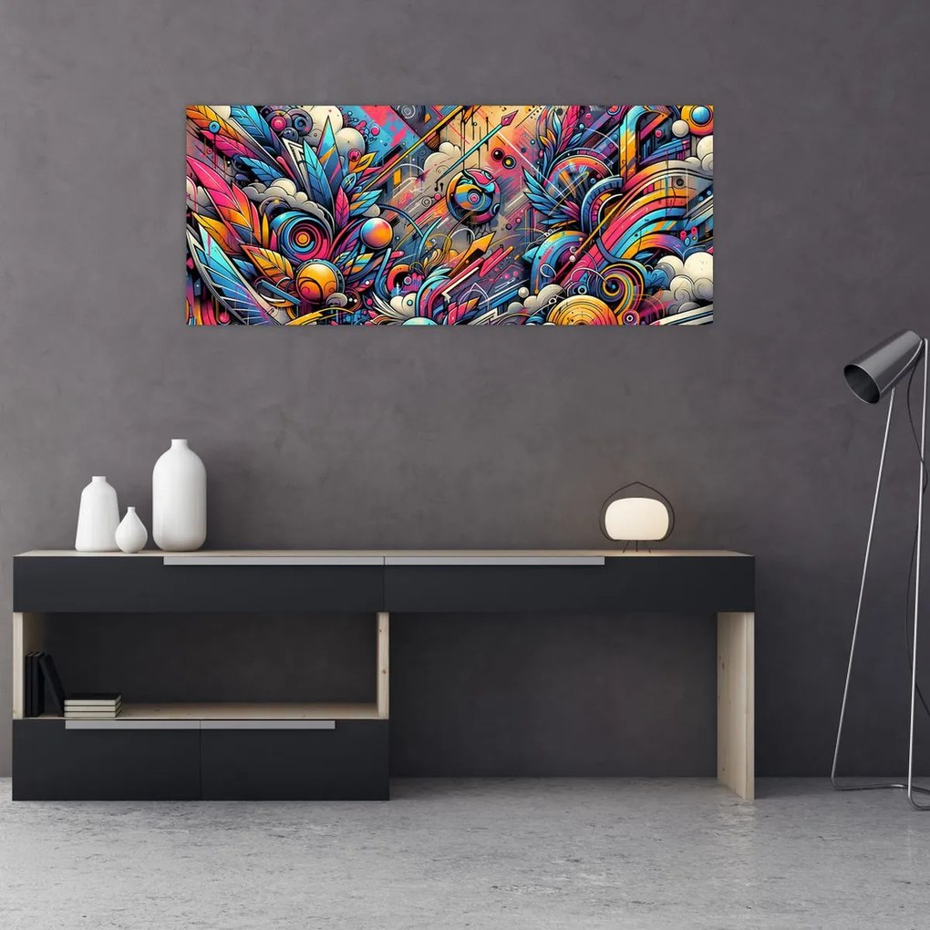 Tablou - Graffiti multicolor (120x50 cm)
