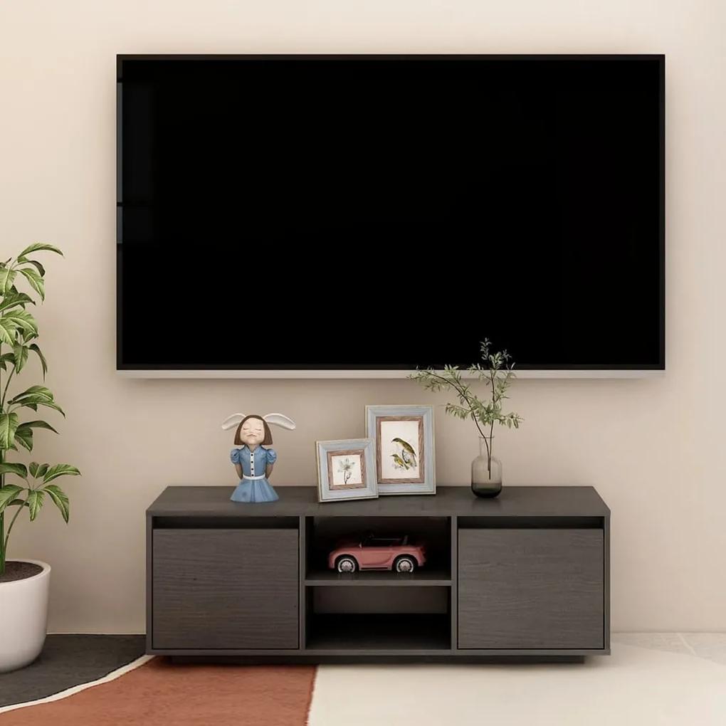 809902 vidaXL Comodă TV, gri, 110x30x40 cm, lemn masiv de pin