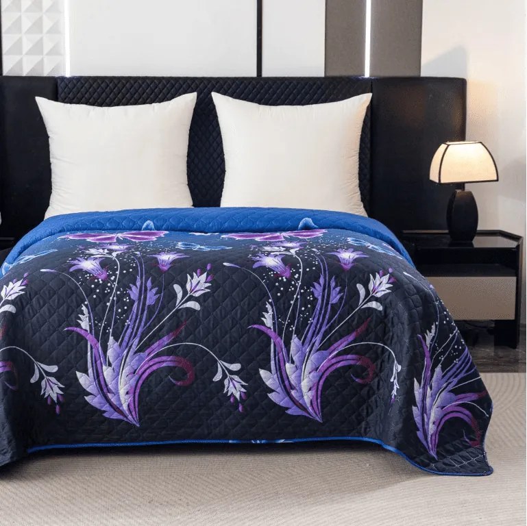 Cuvertura de pat VIOLET BUTTERFLY, albastru inchis Dimensiune: 170 x 210 cm