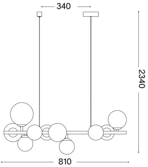 Ideal Lux - Lustră LED suspendată pe cablu PERLAGE, 10 x G9, 3 W, 230 V, 81 cm, auriu/fumuriu