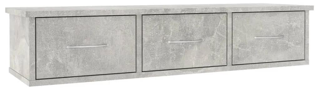 800598 vidaXL Dulap de perete cu sertare, gri beton, 88x26x18,5 cm, PAL