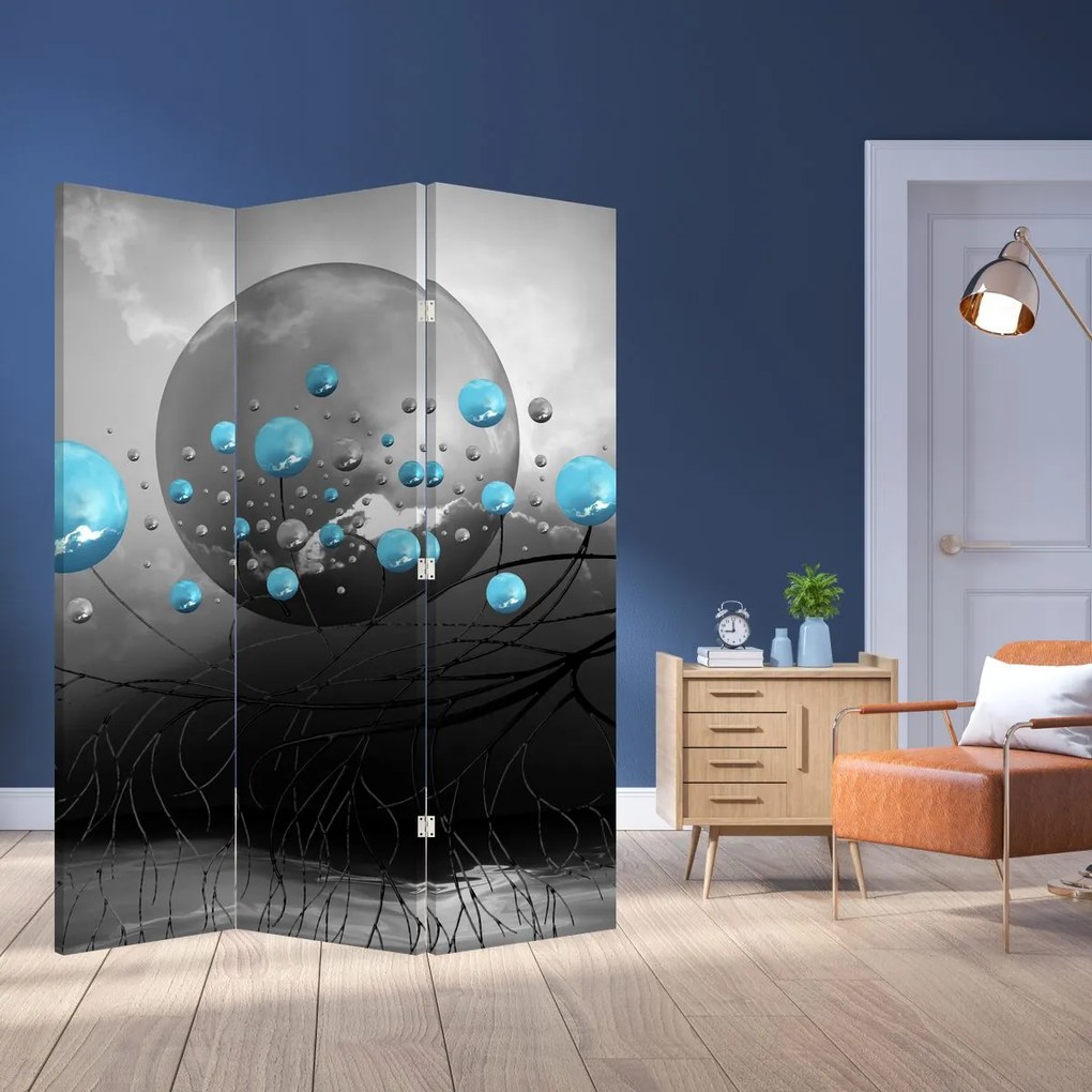 Paravan - Bile abstracte albastru deschis (126x170 cm)