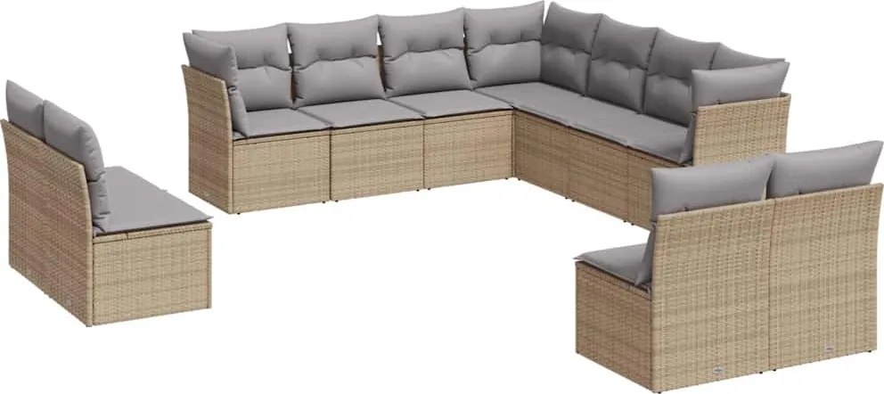 vidaXL Set canapele de grădină cu perne, 11 piese, bej, poliratan