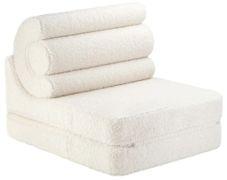 Fotoliu pentru copii crem cu tapițerie din țesătură bouclé Flipster – Wigiwama