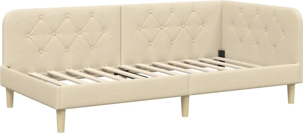vidaXL Cadru de pat colțar Crem 90 x 200 cm țesătură