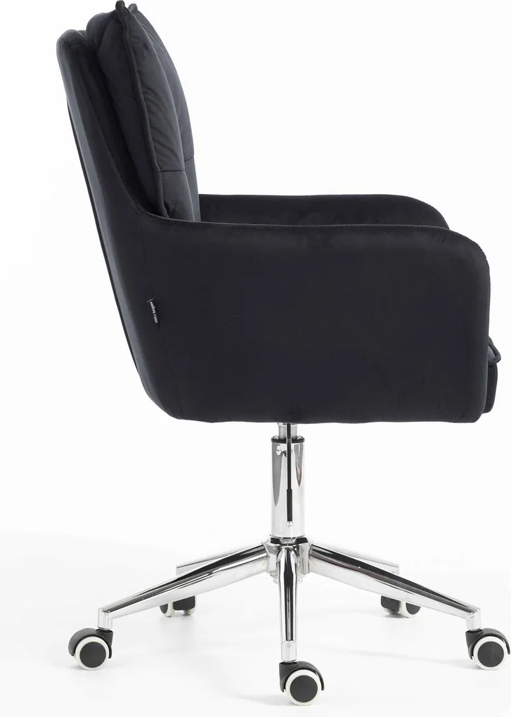 HR250K Scaun Catifea Neagră Bază Cromata