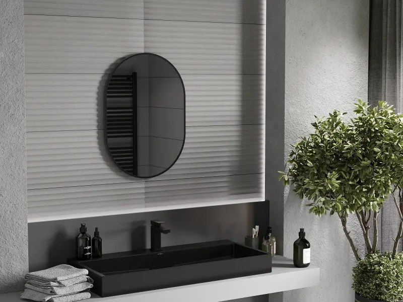 Mexen Loft oglindă baie ovală 70 x 50 cm, ramă neagră - 9851-070-050-000-70