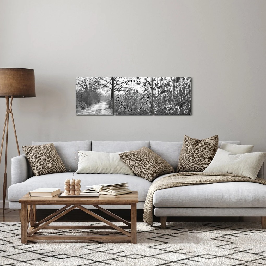 Tablou - Câmpuri în timpul iernii (cu ceas) (90x30 cm)