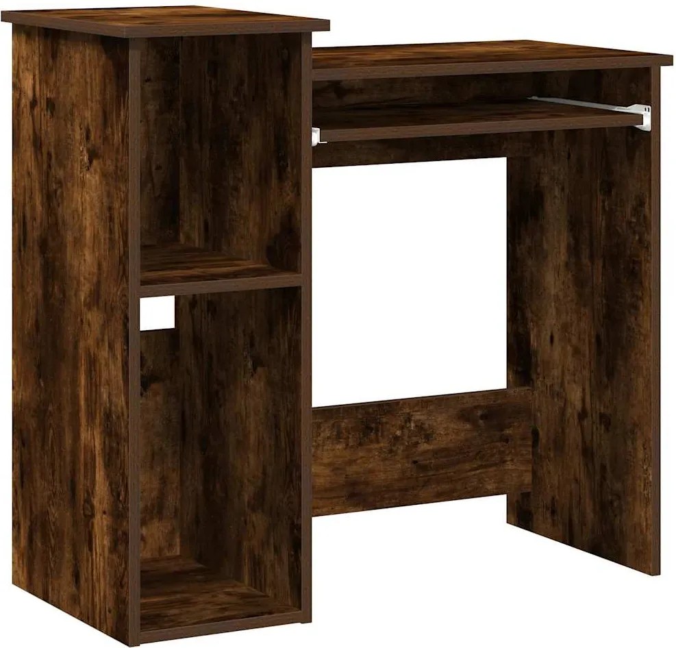 vidaXL Birou cu rafturi, stejar fumuriu, 84x40x78 cm, lemn compozit