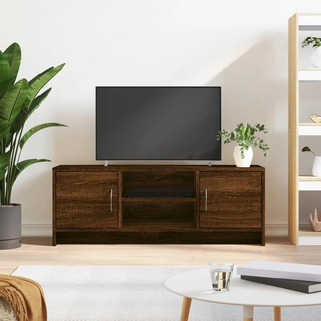 Comoda TV, stejar maro, 102x30x37,5 cm, lemn prelucrat