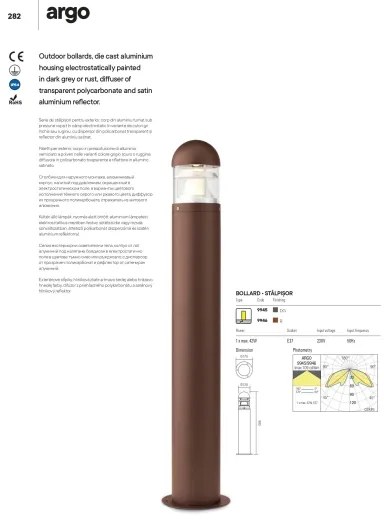 Lampă de exterior ARGO 1xE27/42W/230V IP54 maro Redo 9946