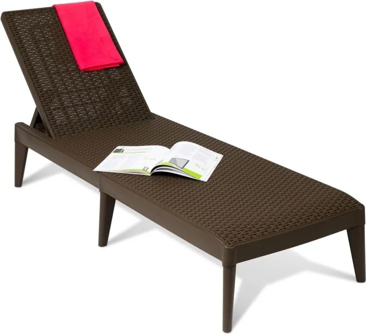 NUMANA șezlong de grădină din plastic, maro
