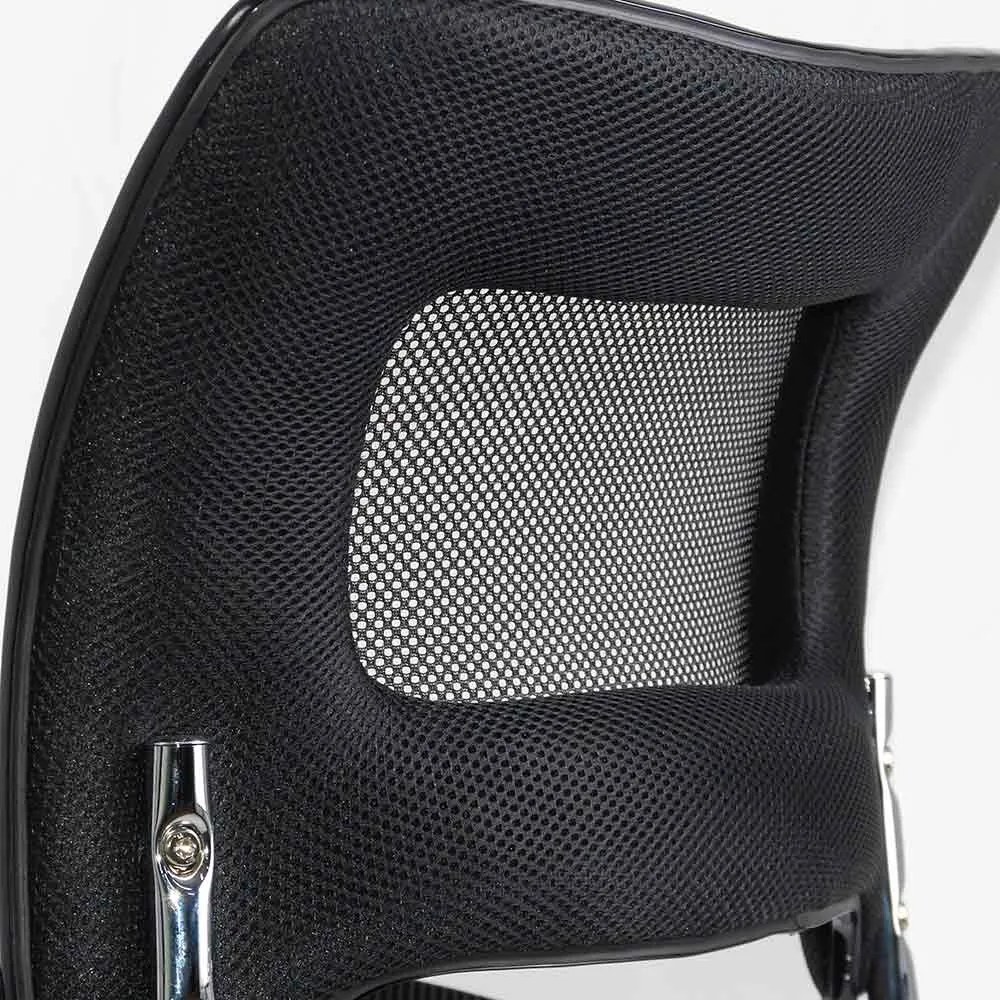 Scaun vizitator negru HRC 613F din mesh si cadrul cromat
