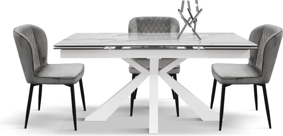 SET 4 Scaune Manta, structura metalica, catifea - STANDARD - NEGRU - GRI - CATIFEA