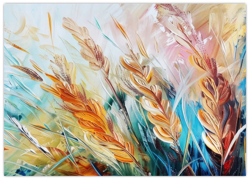Tablou pe sticlă - Grâu, abstracție (70x50 cm)