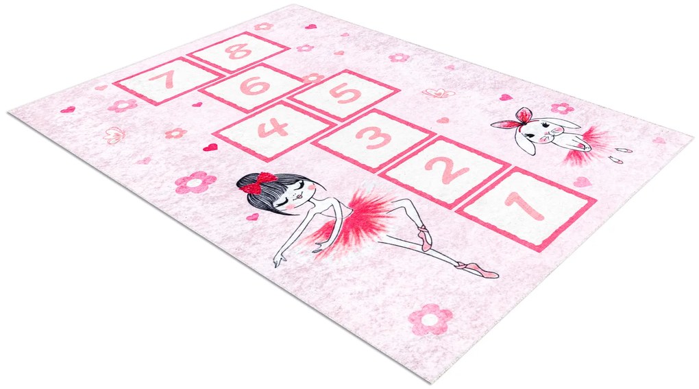 JUNIOR 51828.802 covor lavabil hopscotch, balerină pentru copii anti-alunecare - roz