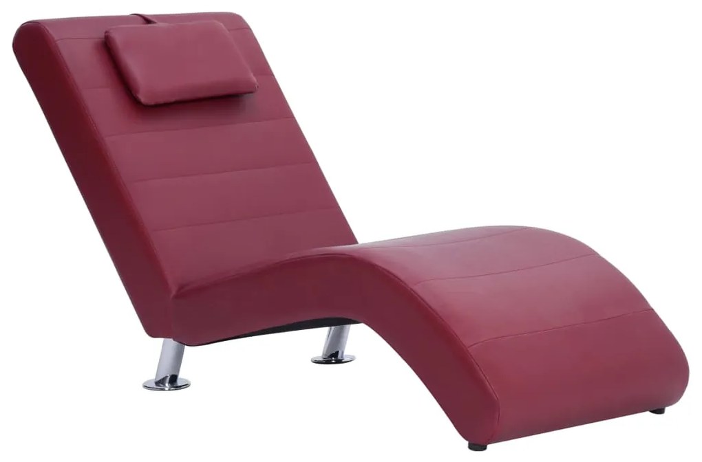 281280 vidaXL Șezlong cu pernă, roșu vin, piele artificială