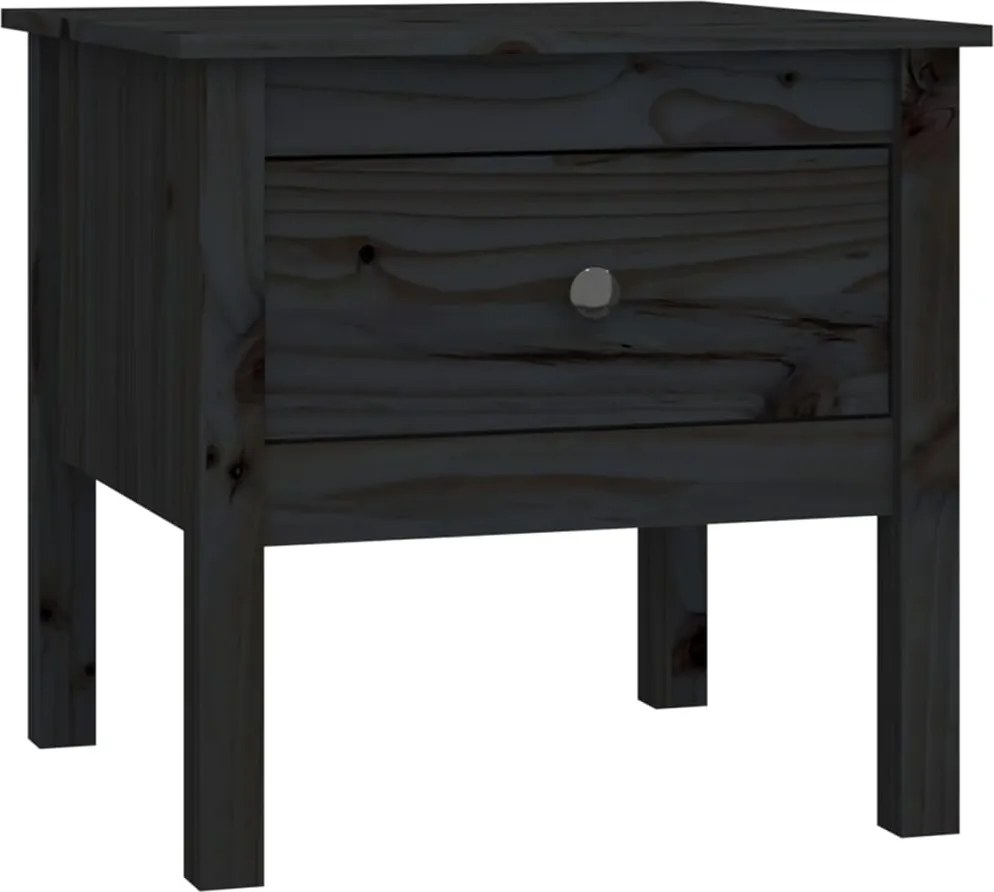vidaXL Masă laterală, negru, 50x50x49 cm, lemn masiv de pin