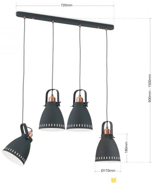 Lustra cu 4 pendule design industrial THEKE