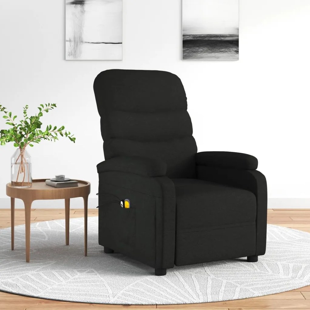 3073696 vidaXL Fotoliu de masaj electric rabatabil, negru, textil