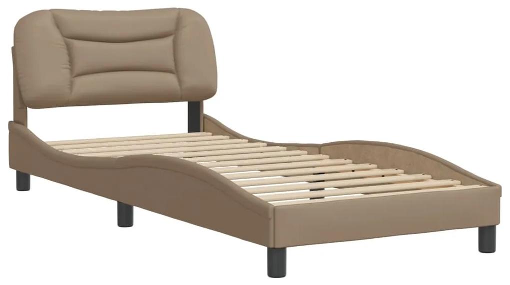 3207978 vidaXL Cadru de pat cu tăblie, cappuccino, 90x200 cm, piele ecologică