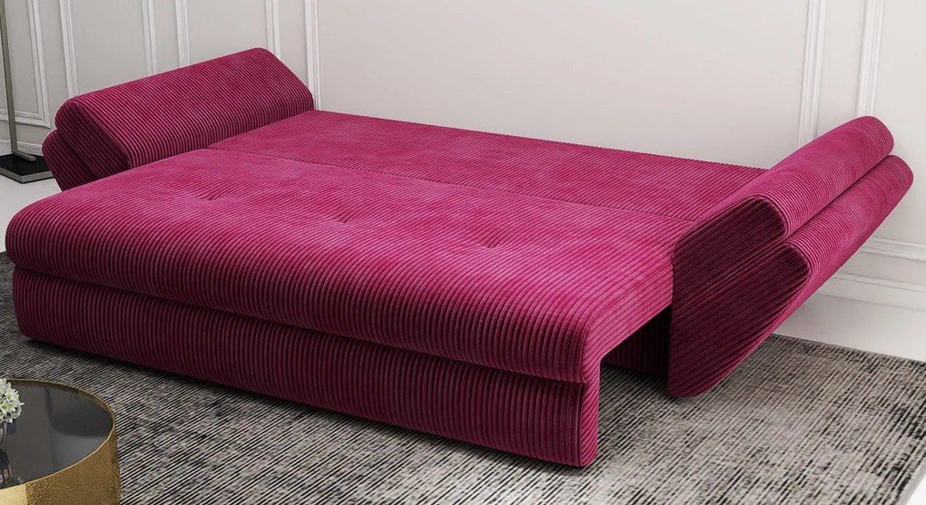 Canapea extensibilă dumonde cu ladă de depozitare si sezut confortabil din spuma high-density, Loana Zoom Rosu 250x100 cm