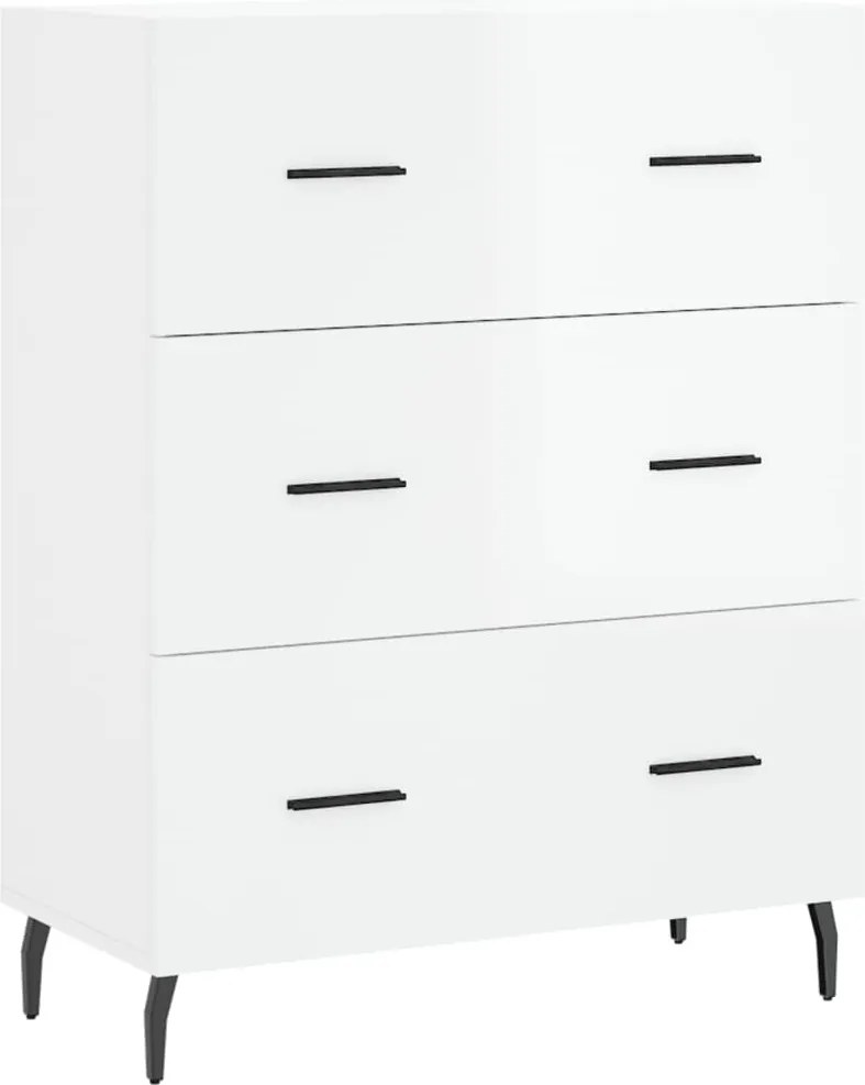 vidaXL Servantă, alb extralucios, 69,5x34x90 cm, lemn compozit