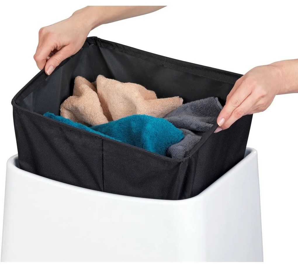 Wenko Scaun de baie cu spațiu pentru rufe Wing, alb, 45 × 33 × 48 cm