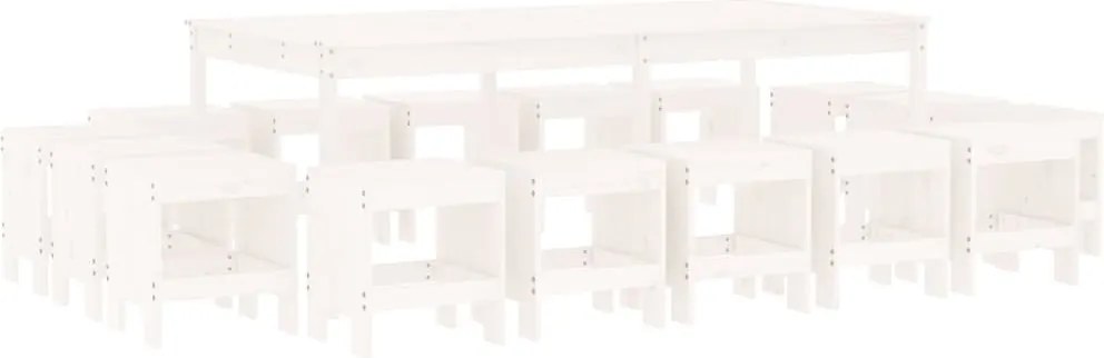 vidaXL Set mobilier de grădină, 17 piese, alb, lemn masiv de pin