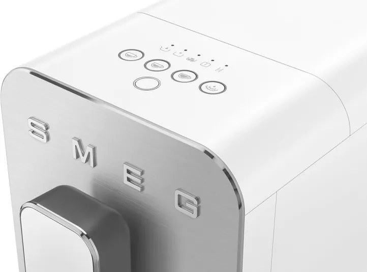 Espressor SMEG Collezione BCC12WHMEU, 1350 W, 19 bar, 1,4 l, 8 functii, Rasnita incorporata, Spumare lapte, Alb